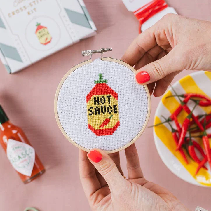 Cotton Clara 4" Hot Sauce Cross Stitch Kit - Image 4