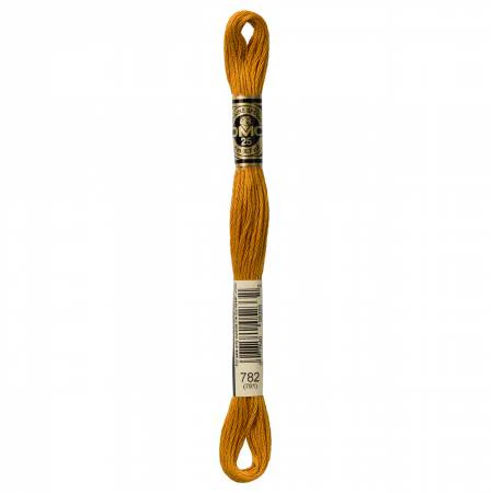 DMC Embroidery Floss 8M (782 Dark Topaz Yellow)
