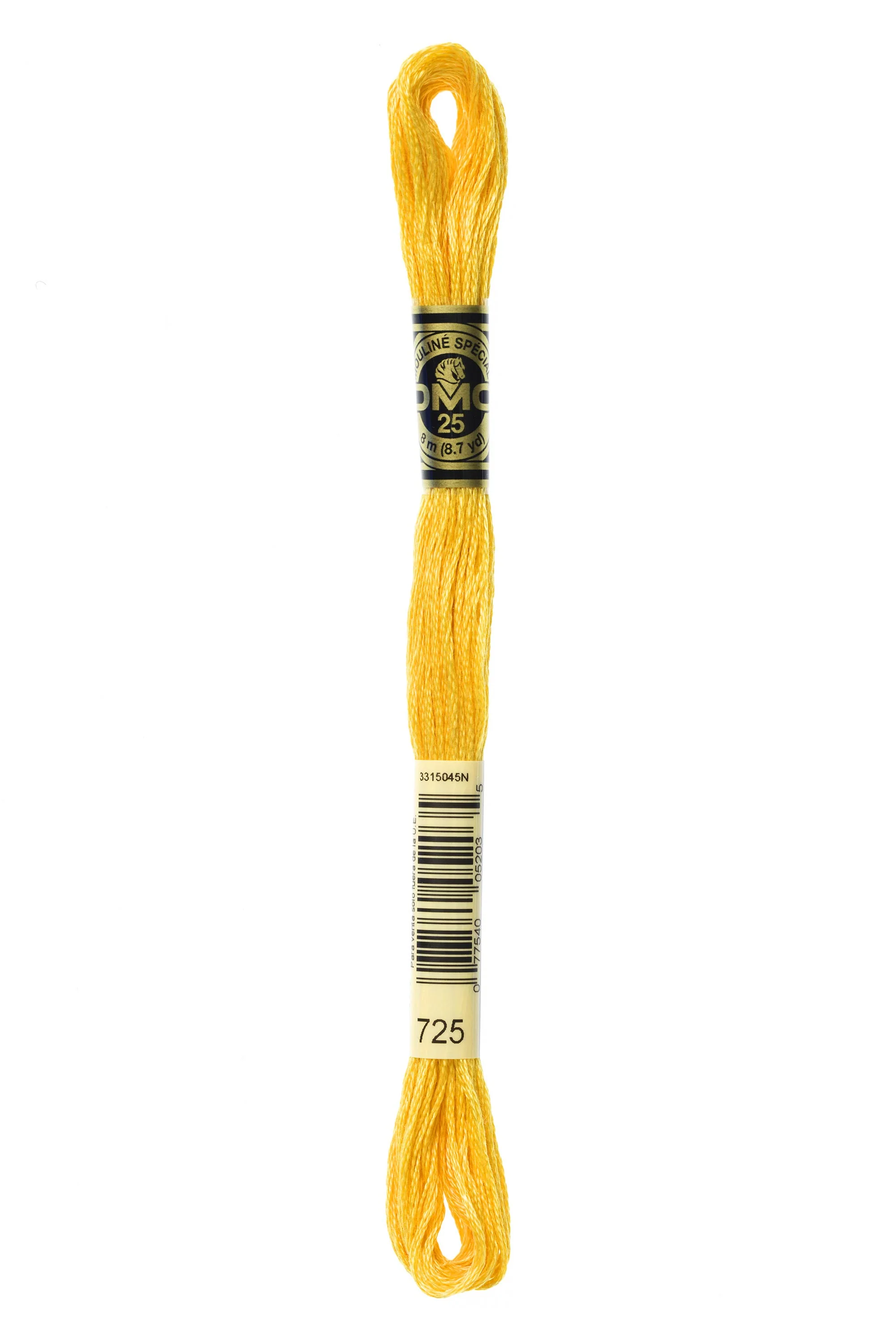 DMC Embroidery Floss 8M (725 Medium Light Topaz - Yellow)