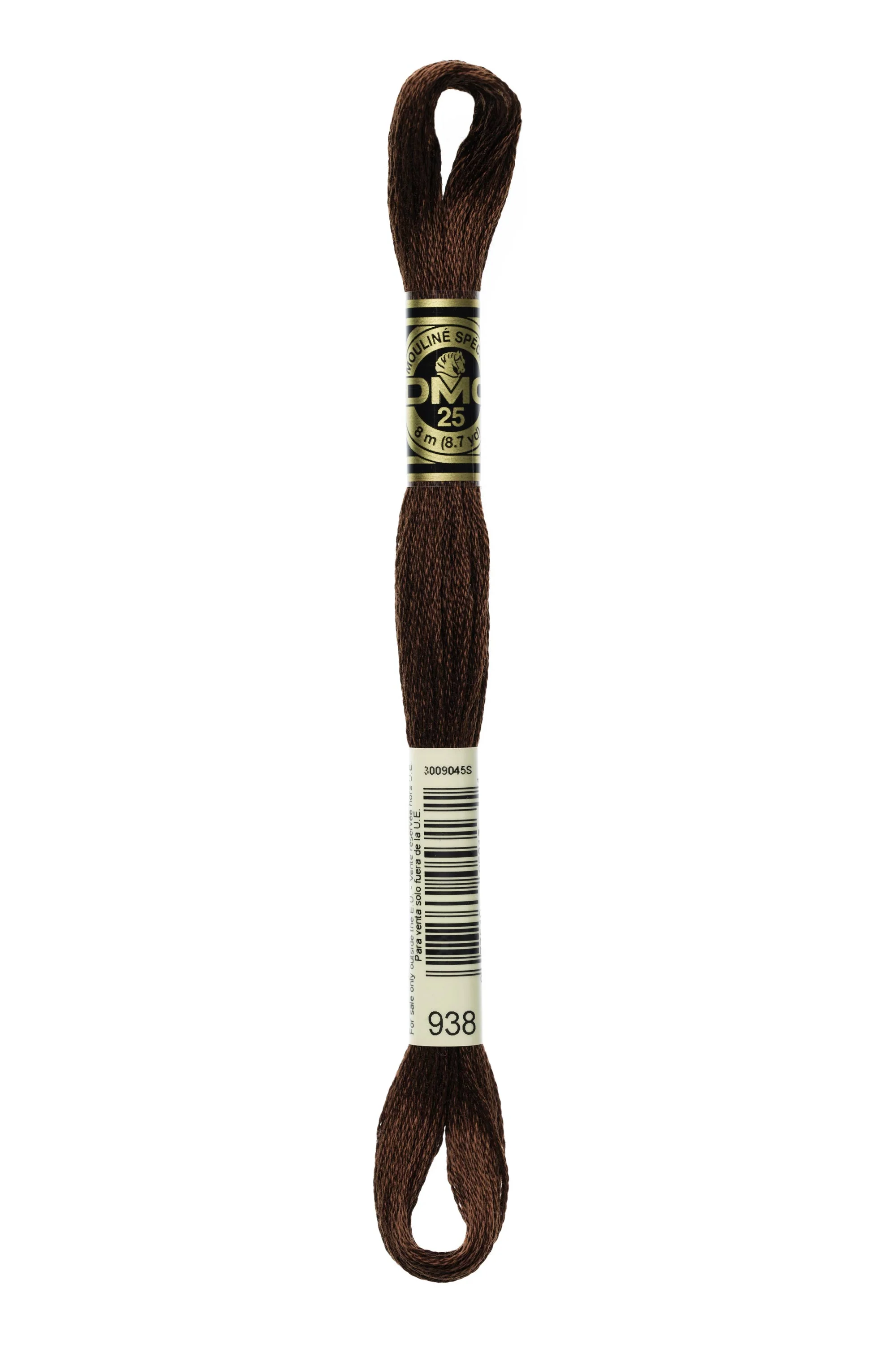 DMC Embroidery Floss 8M (938 Ultra Dark Coffee Brown)