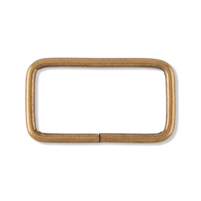 1.5in (38mm) Antique Brass Rectangle Ring - 4 per pkg