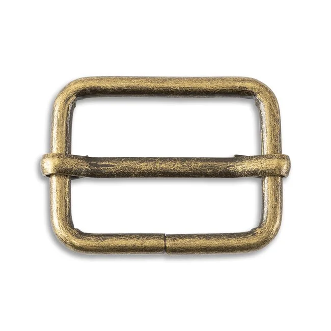 1.5in (38mm) Antique Brass Slider Buckle - 2 per pkg