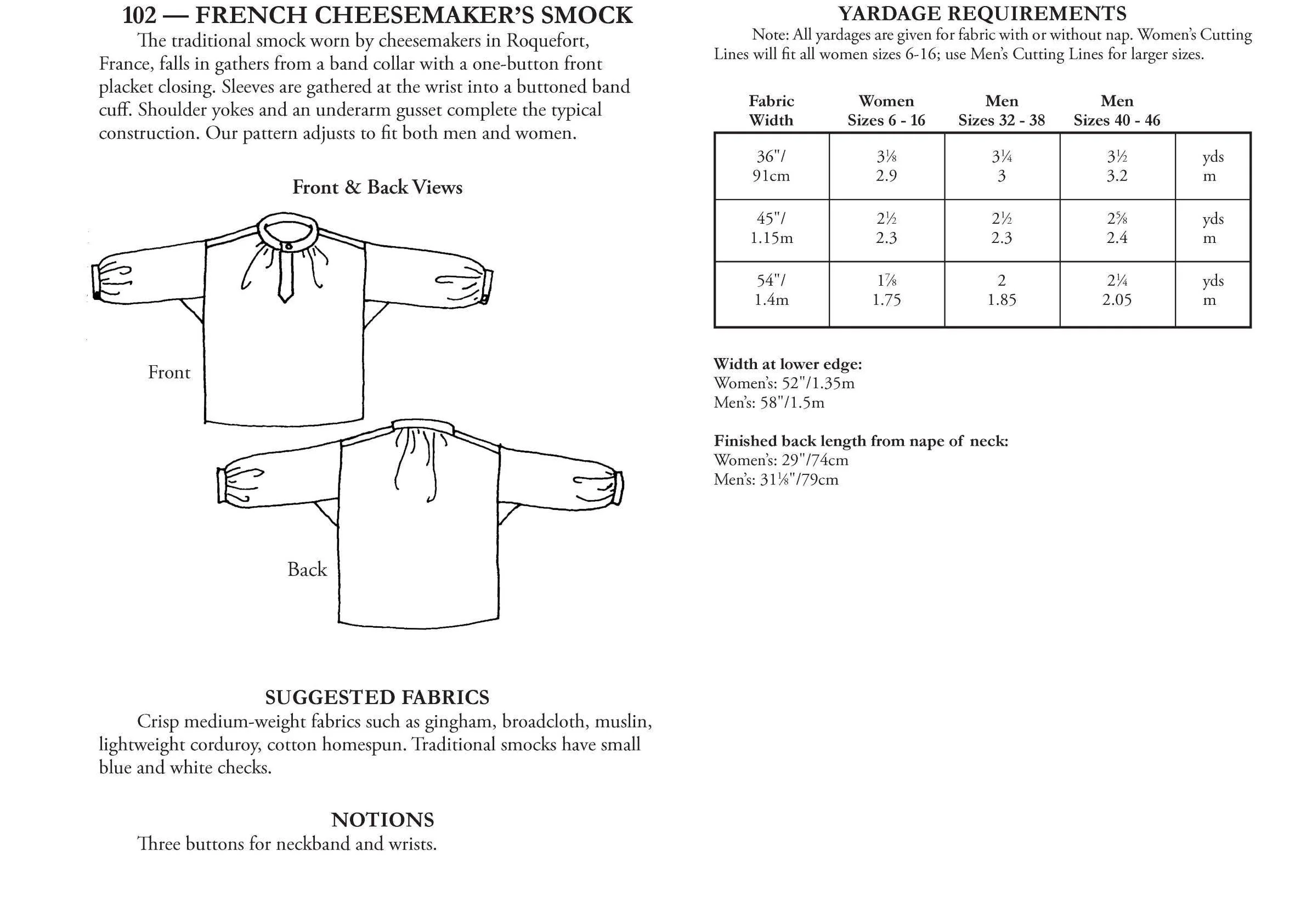 Folkwear French Cheesemaker's Smock Pattern - Image 9
