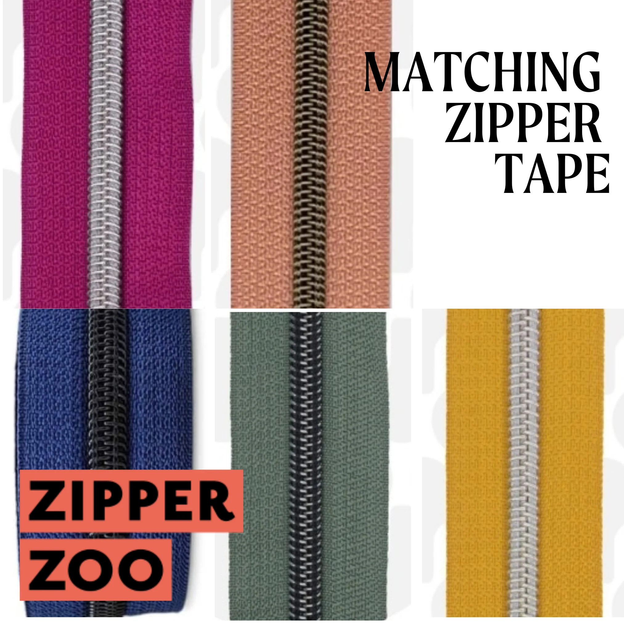 #5 Zipper Tape Precut 1m Length to Match Mora Faux Leather