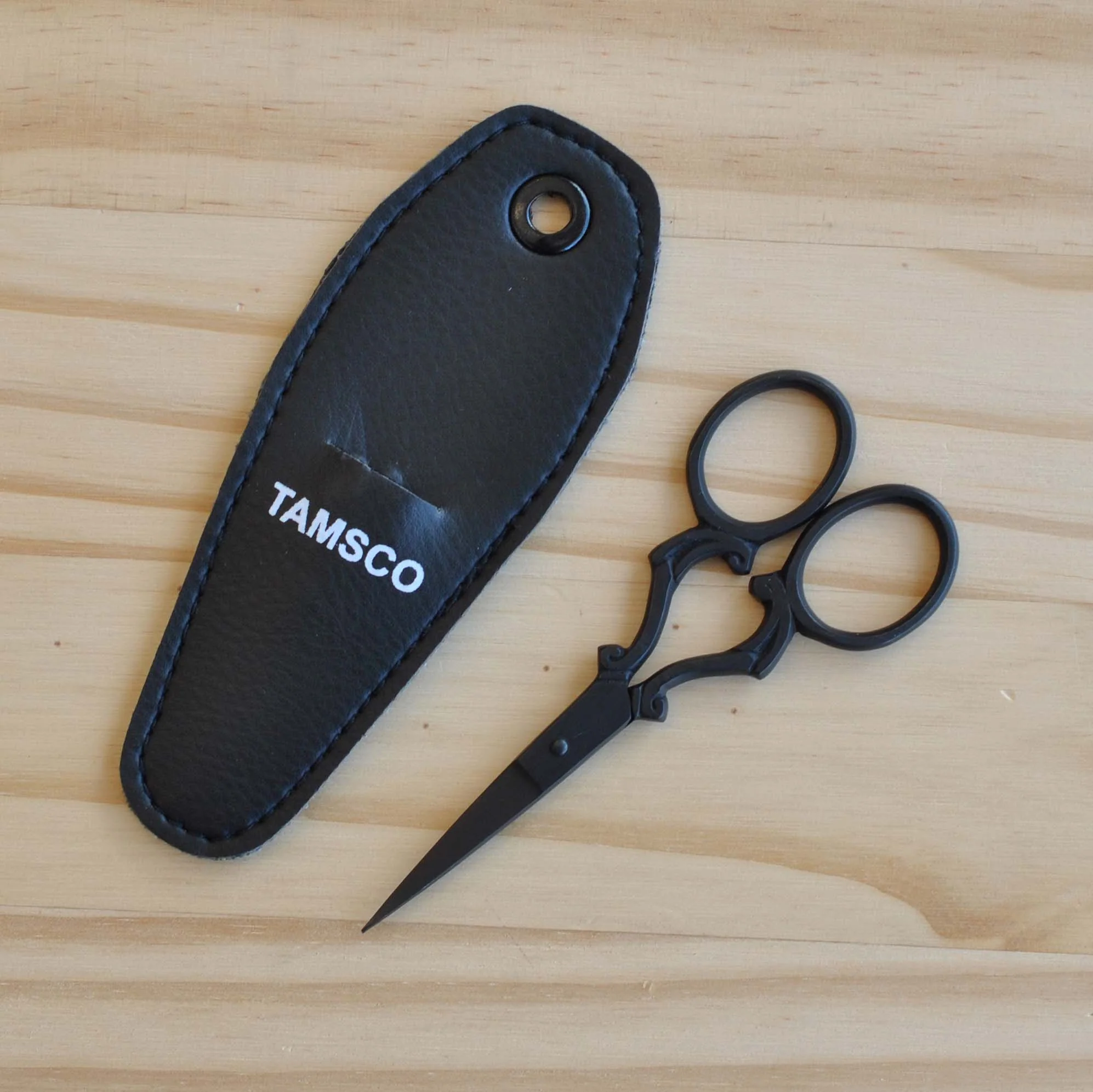 3.5" Matte Black Scoll Embroidery Scissors