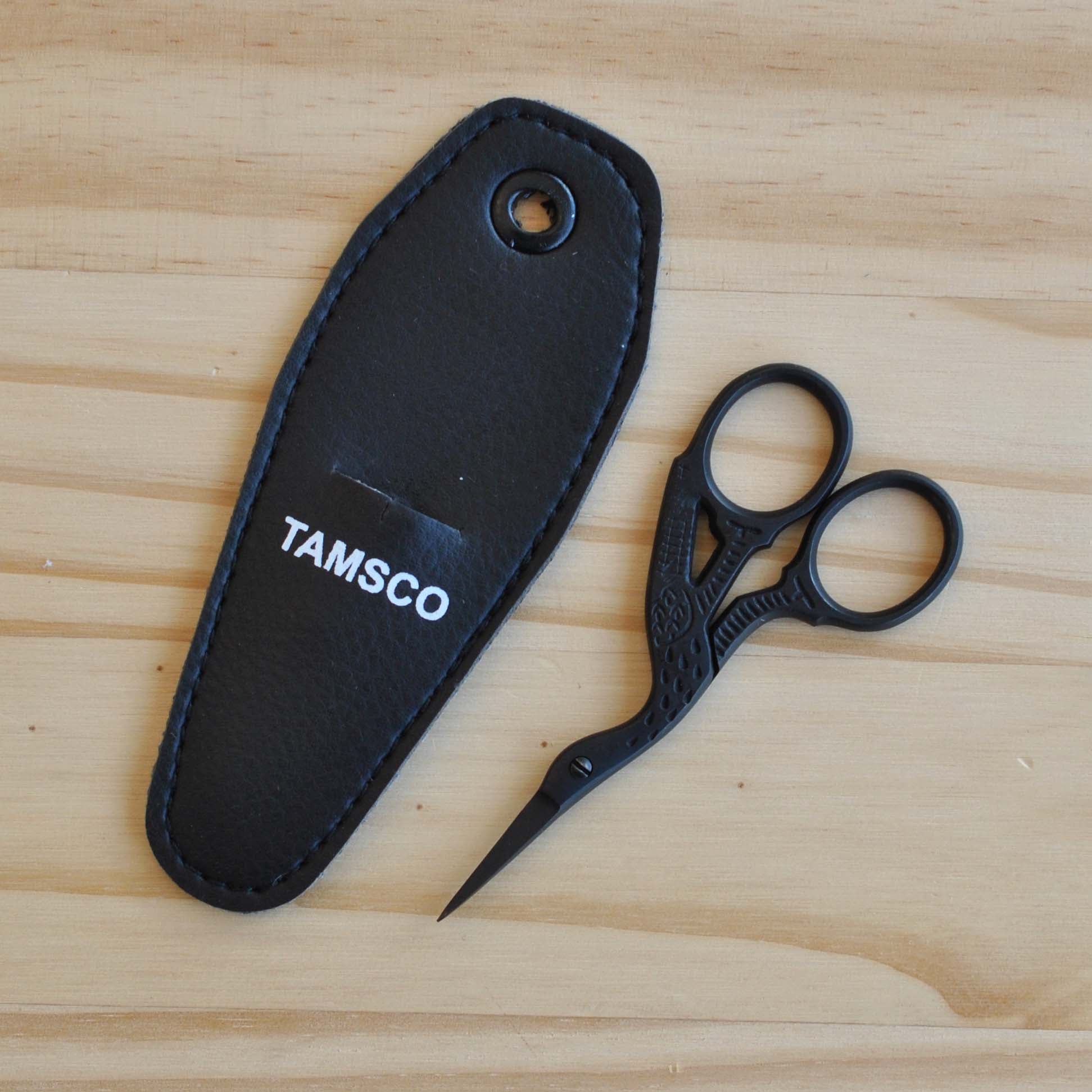 3.5" Matte Black Stork Embroidery Scissors