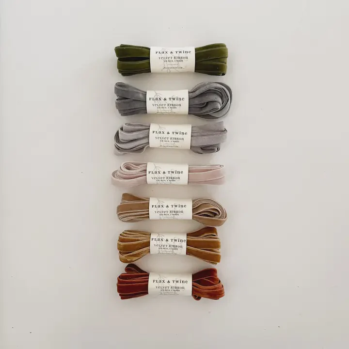 3/8" Velvet Ribbon in 3 Yard Bundle- Assorted Colours - Image 10