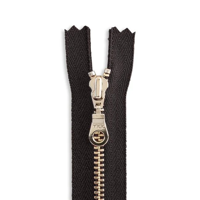 #4.5 Antique Brass Metal Zipper Black Tape - various lengths