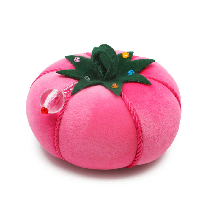 5" Pink Velvet Pincushion Tomato