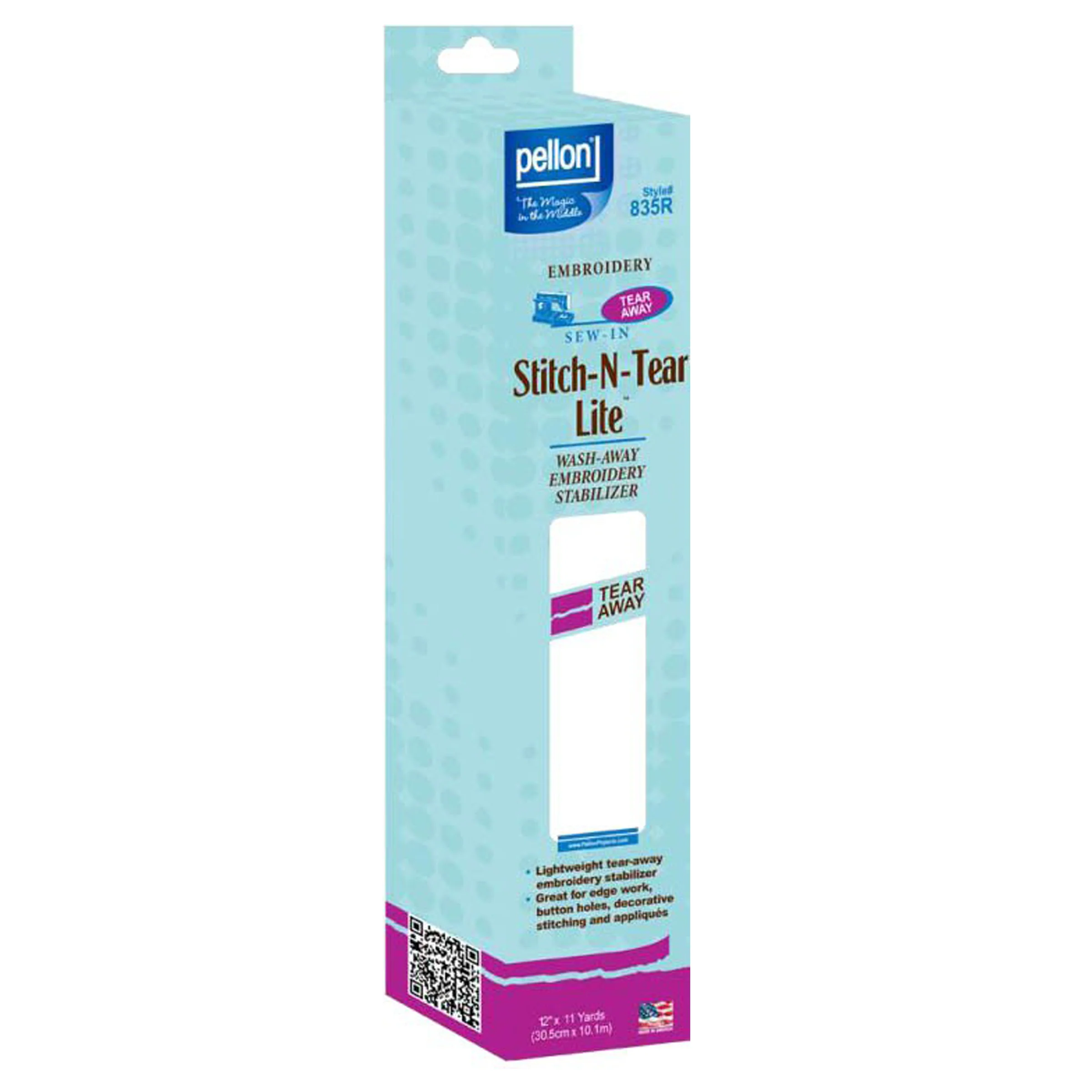 Pellon 835R Stitch-N-Tear Lite Embroidery Stabilizer 12in x 11yd