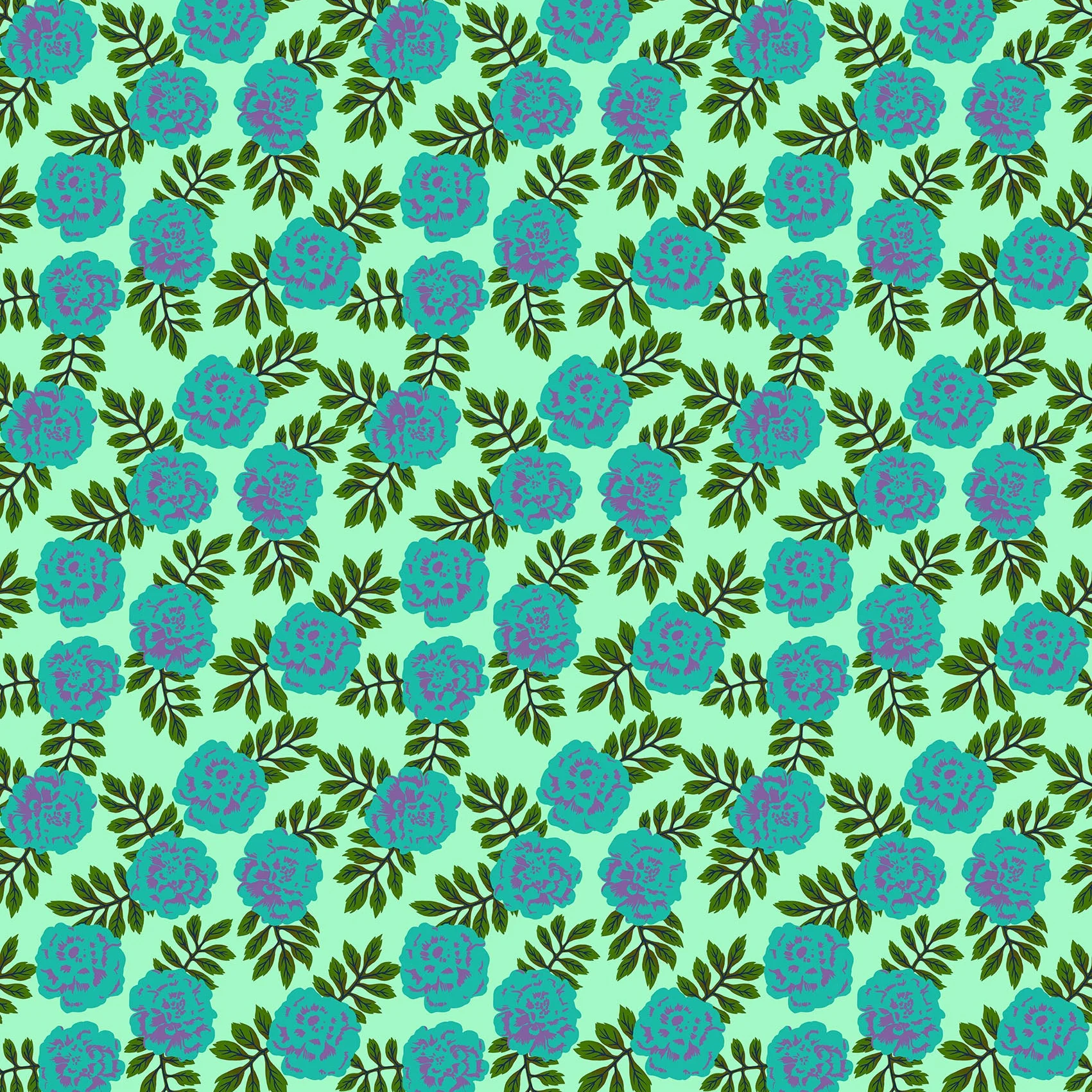 Anna Maria Textiles Yesterday Carnation in Aqua