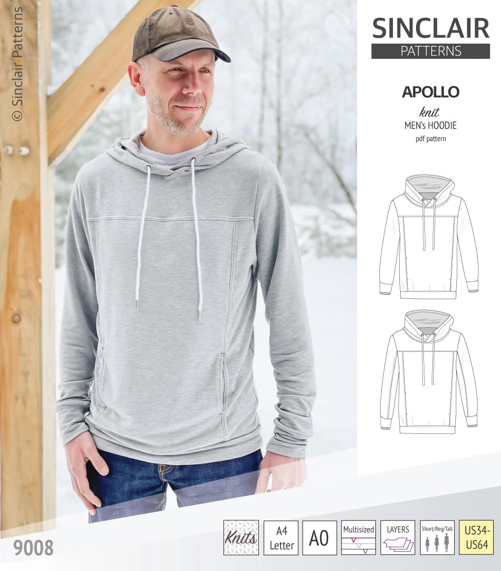 Sinclair Patterns Apollo Hoodie - XS-5XL - PDF Pattern