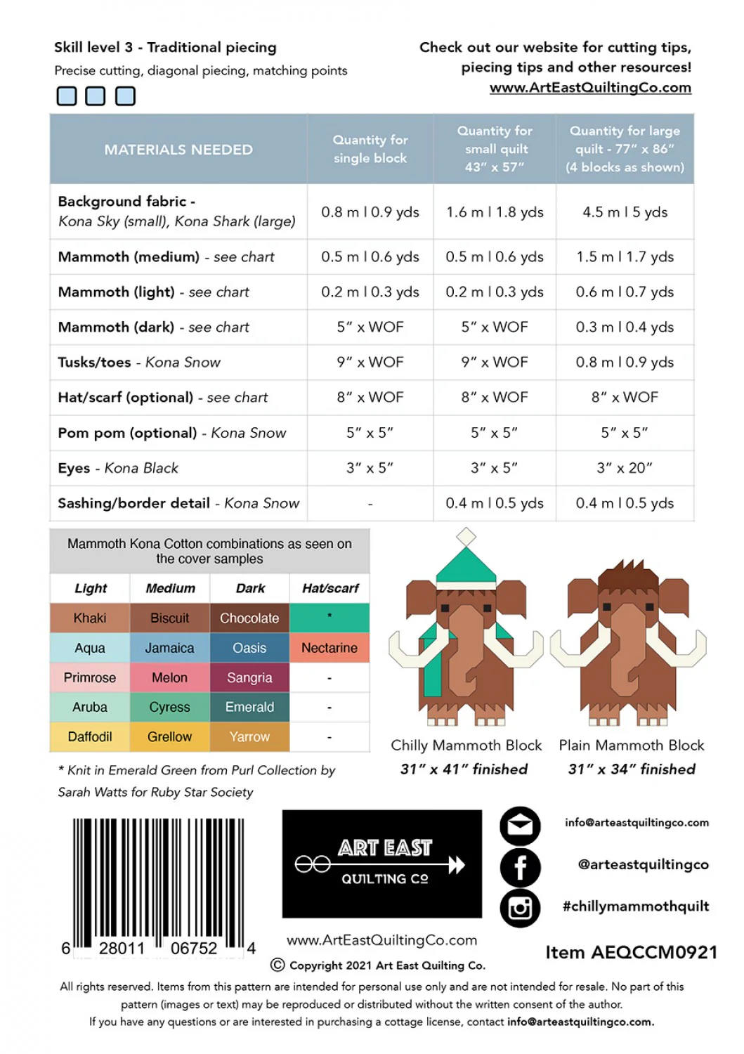 Art East Quilt Company Chilly Mammoth Quilt Pattern - Image 3