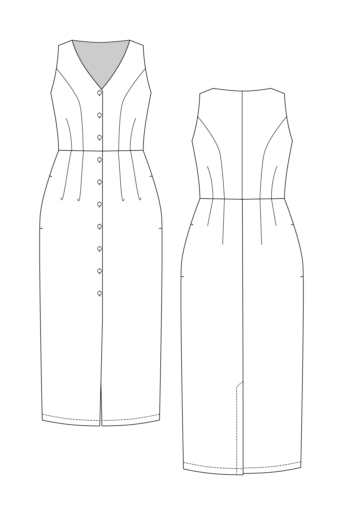 Named Clothing ASTERI button down dress & vest US0-24 - PDF Pattern - Image 32