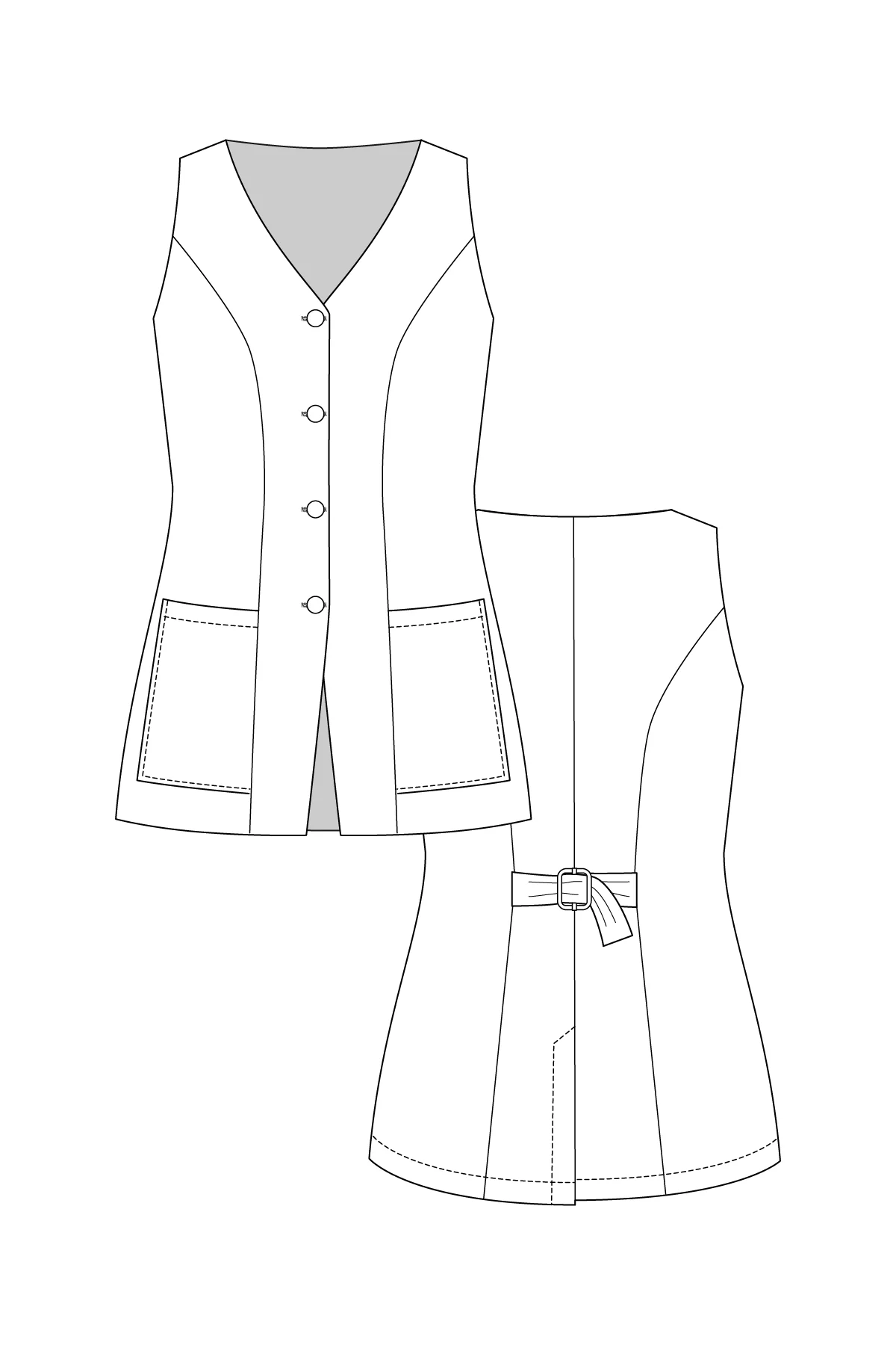 Named Clothing ASTERI button down dress & vest US0-24 - PDF Pattern - Image 33