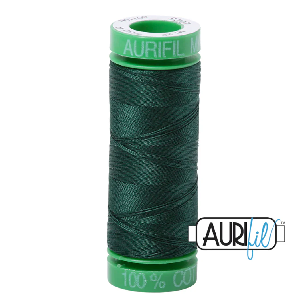 Aurifil Mako Cotton Thread Solid 40wt 220yds/200m Forest Green - #4026