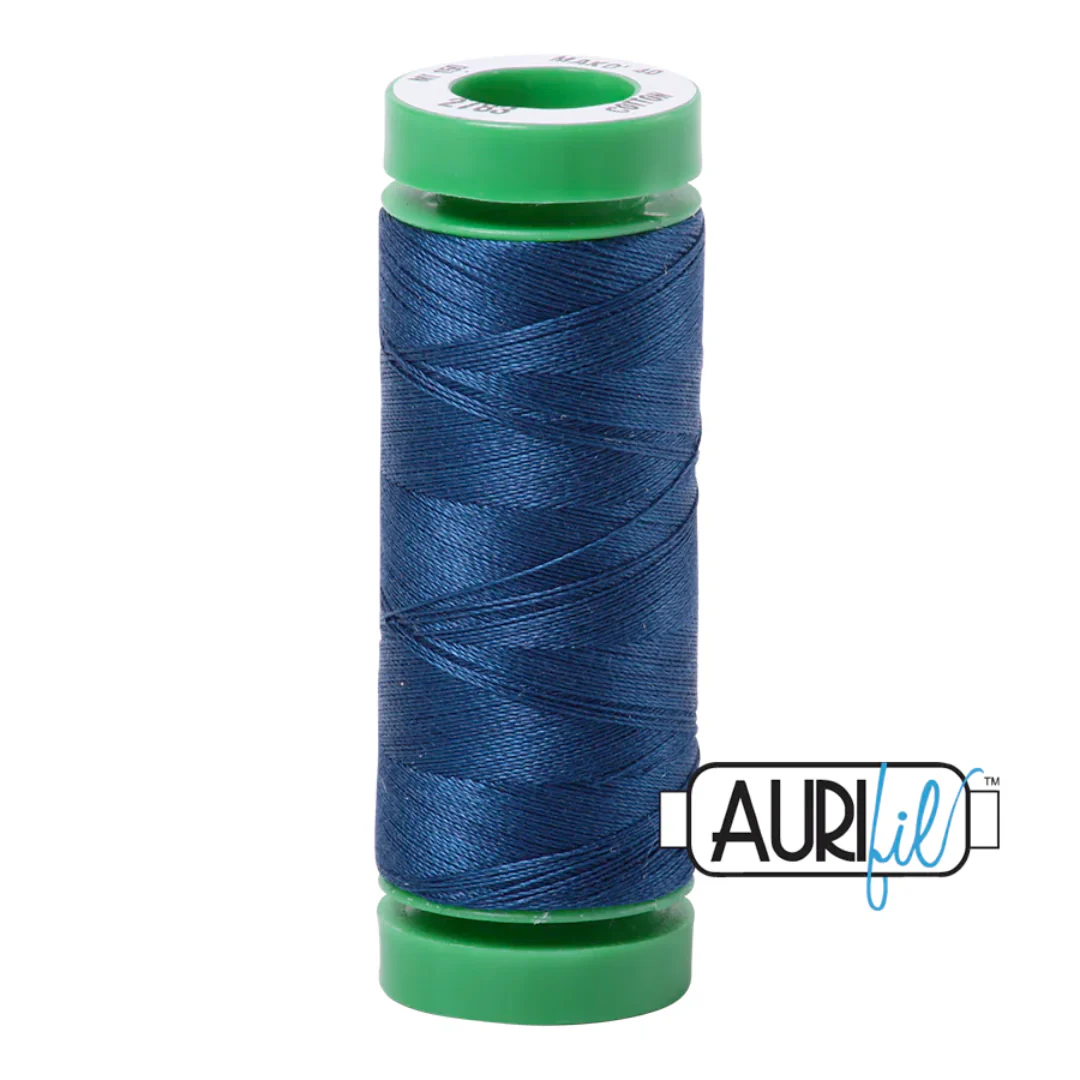 Aurifil Mako Cotton Thread Solid 40wt 220yds/200m Medium Delft Blue - #2783