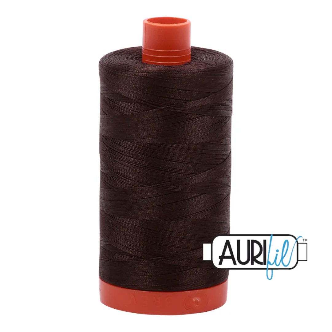 Aurifil Mako Cotton Thread Solid 50wt 1422yds/1300m Dark Brown - #5024