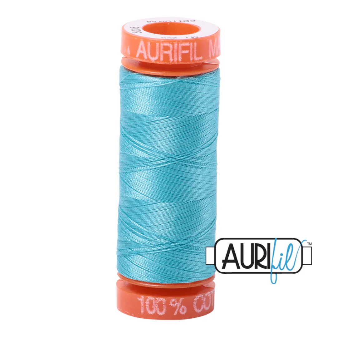 Aurifil Mako Cotton Thread Solid 50wt 220yds Bright Turquoise - #5005