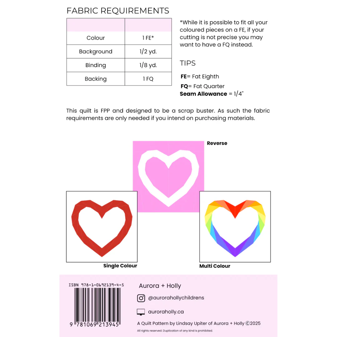 Aurora + Holly Love Foundation Paper Piecing Wall Hanging Pattern - Image 6