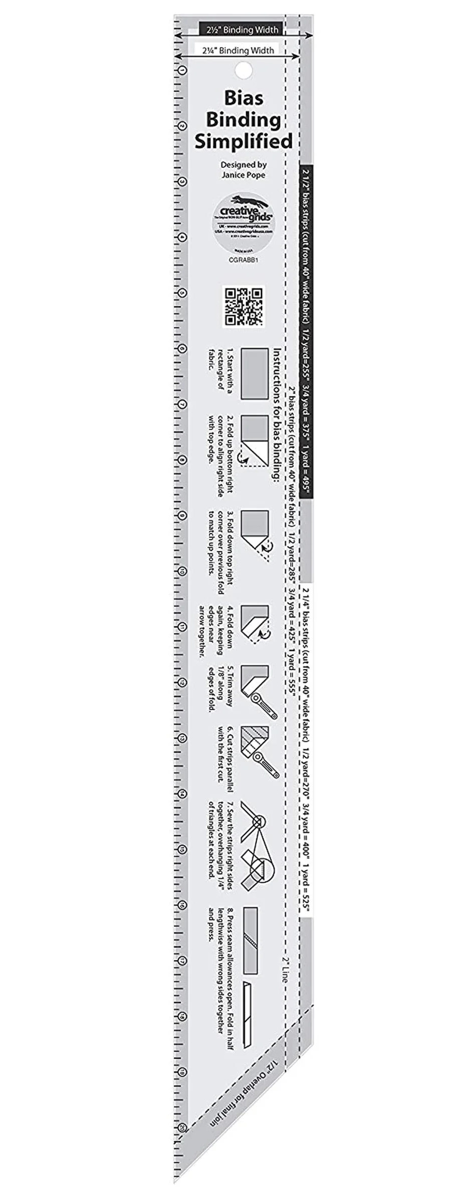 Creative Grids Bias Binding Simplified Quilt Ruler - Image 2