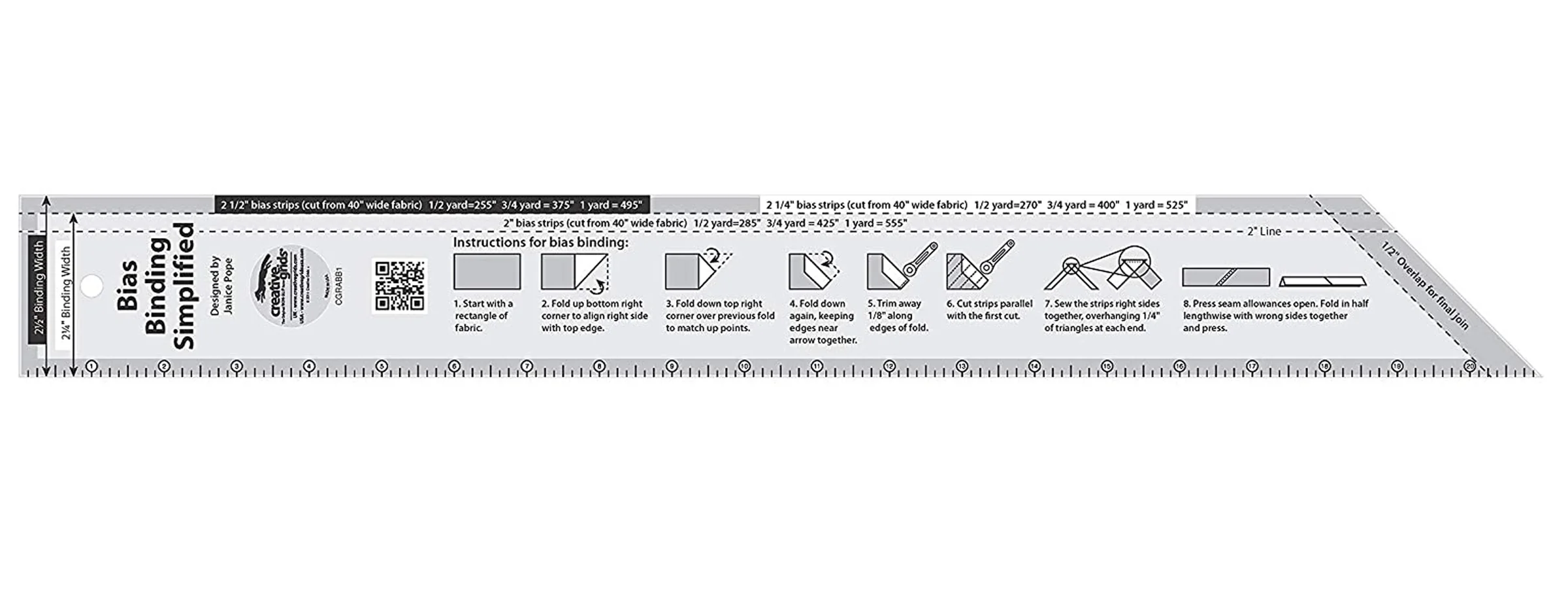 Creative Grids Bias Binding Simplified Quilt Ruler - Image 3