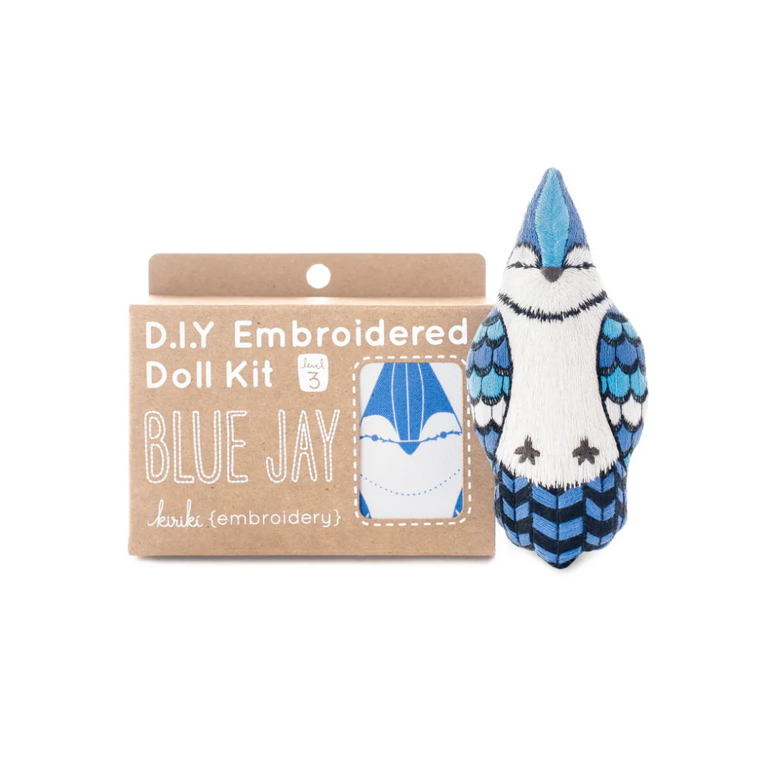 Blue Jay Embroidery Doll Kit