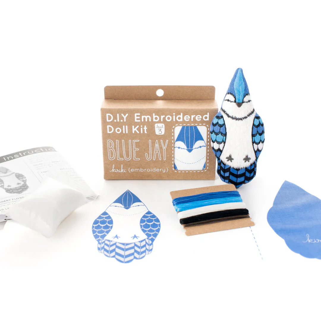 Blue Jay Embroidery Doll Kit - Image 3