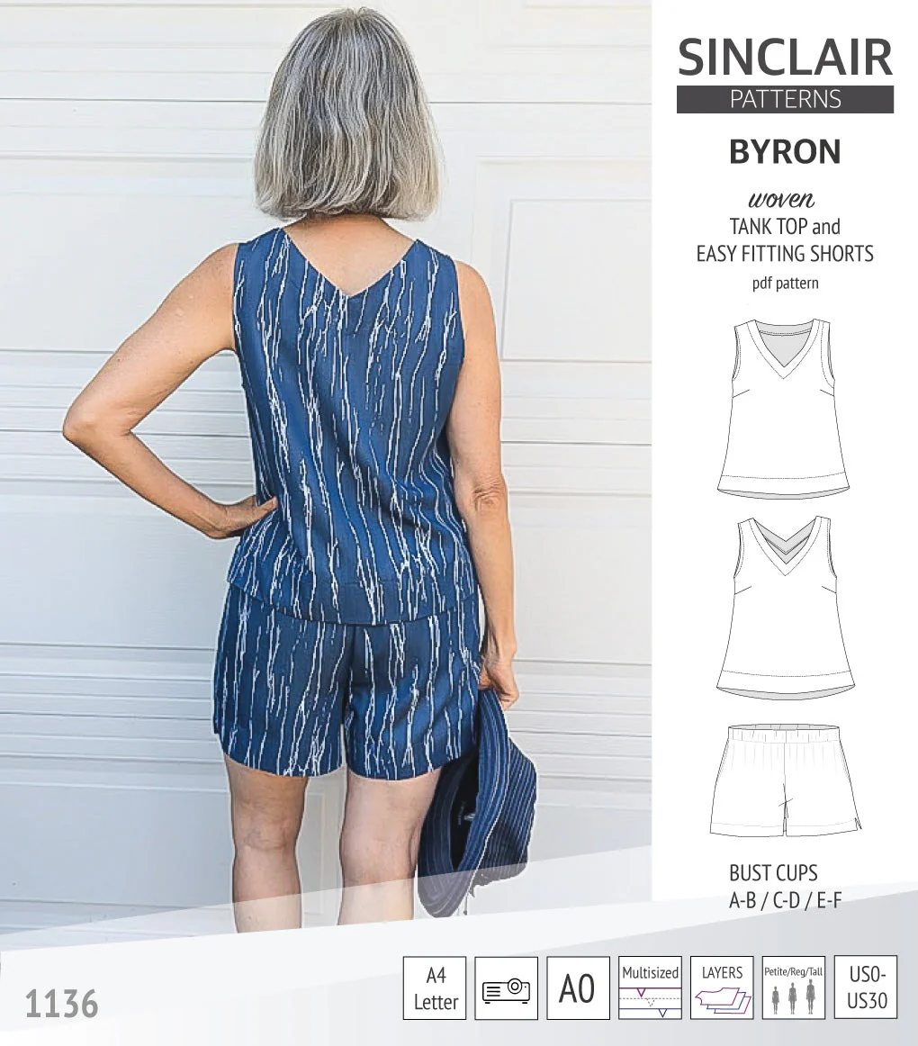 Sinclair Patterns Byron Tank Top and Shorts Set - XS-4XL - PDF Pattern