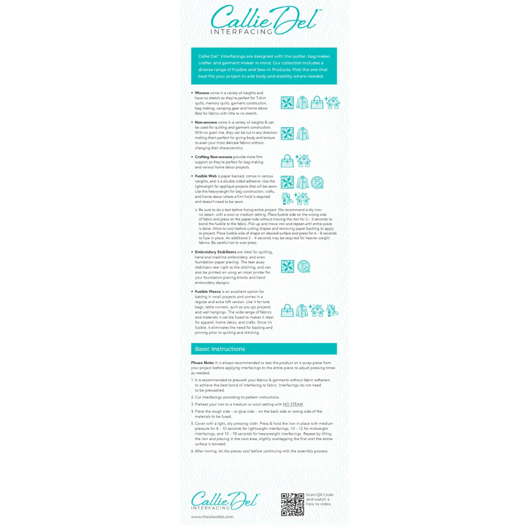 Callie Del Woven Lightweight 100% Cotton Fusible Interfacing - Image 2
