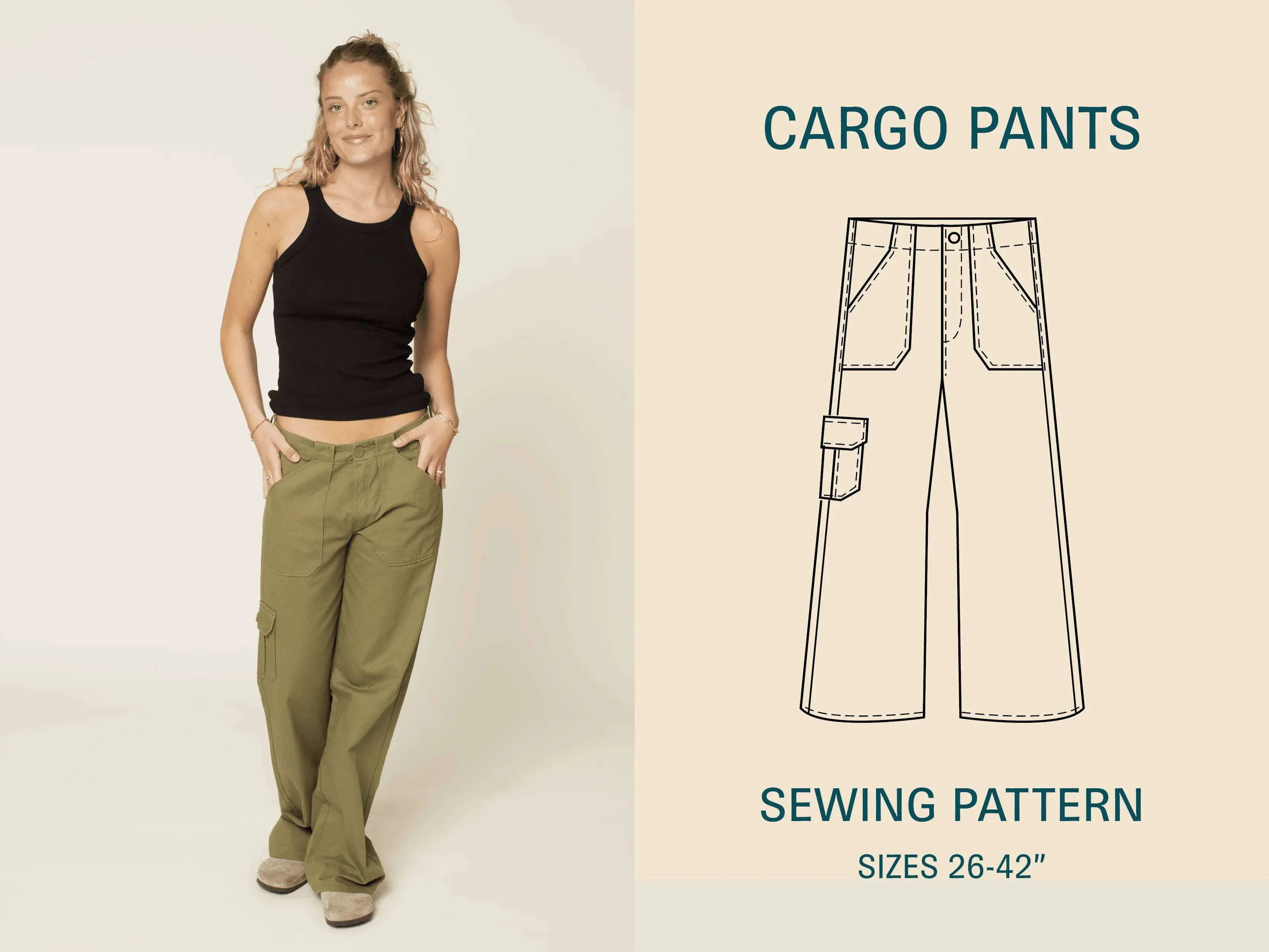 Wardrobe By Me Cargo Pants - US 26-42 - PDF Pattern - Image 2