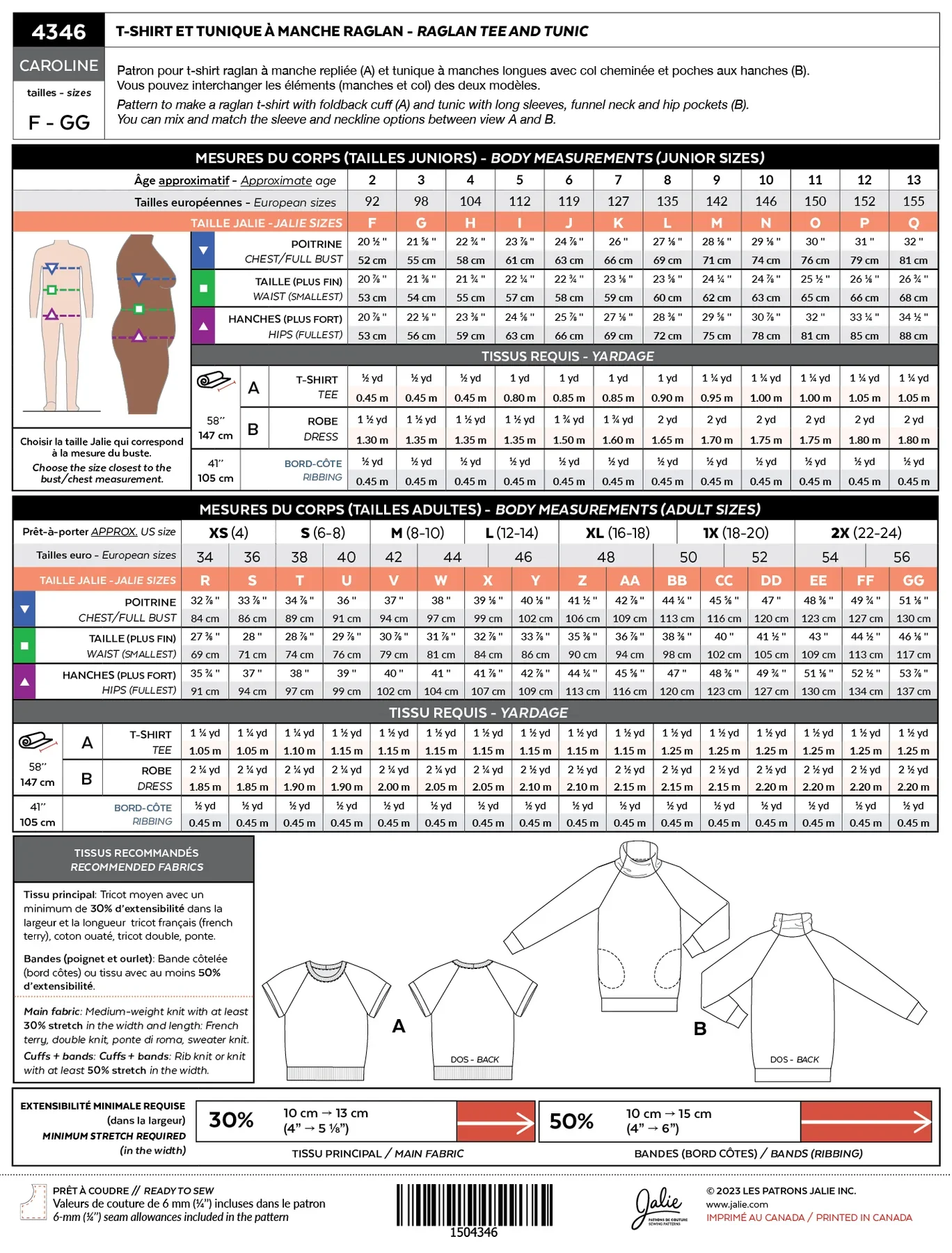 Jalie 4346 - Caroline Raglan Tee & Tunic 2yrs -2XL - Image 9