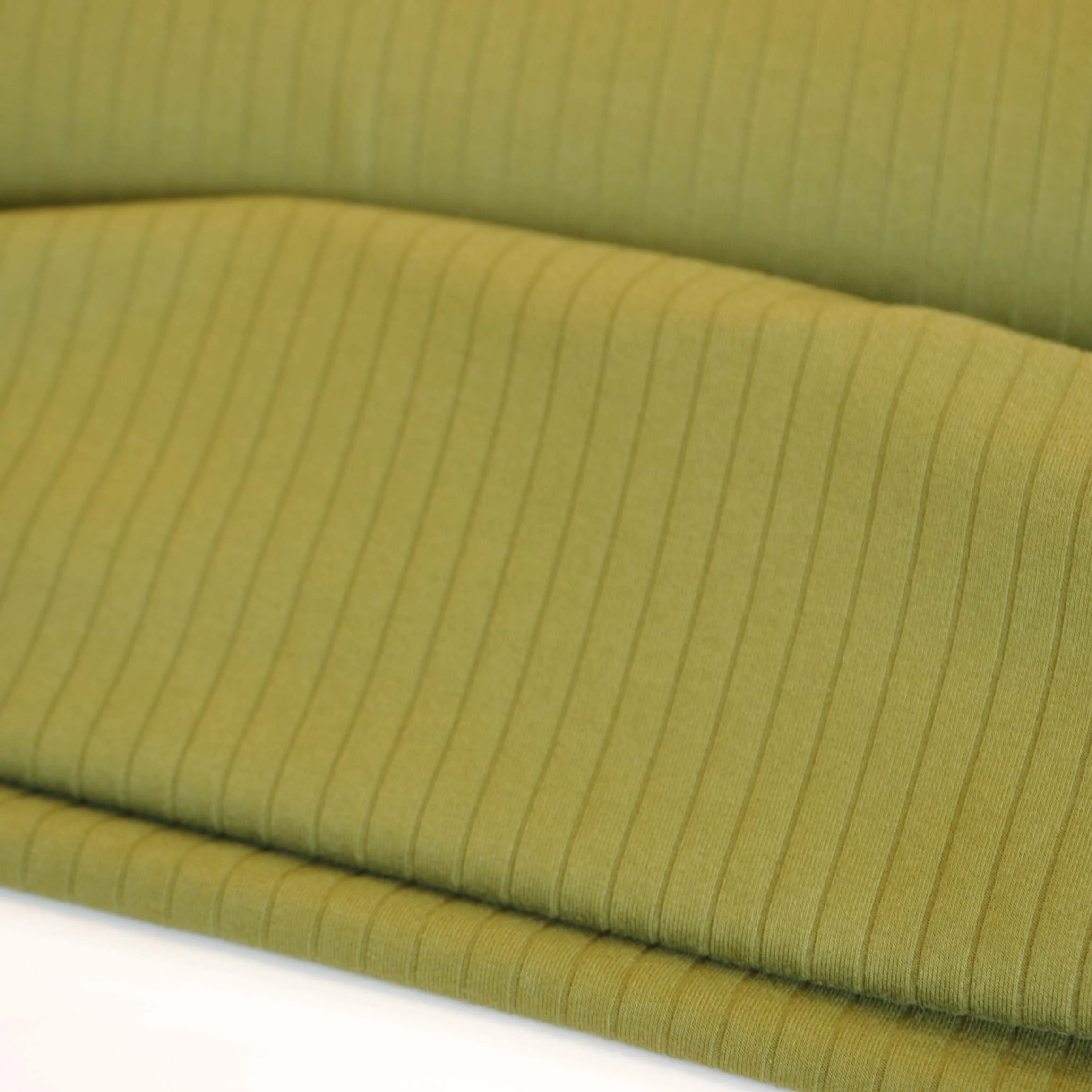 Cotton Blend Ribbed Knit in Moss