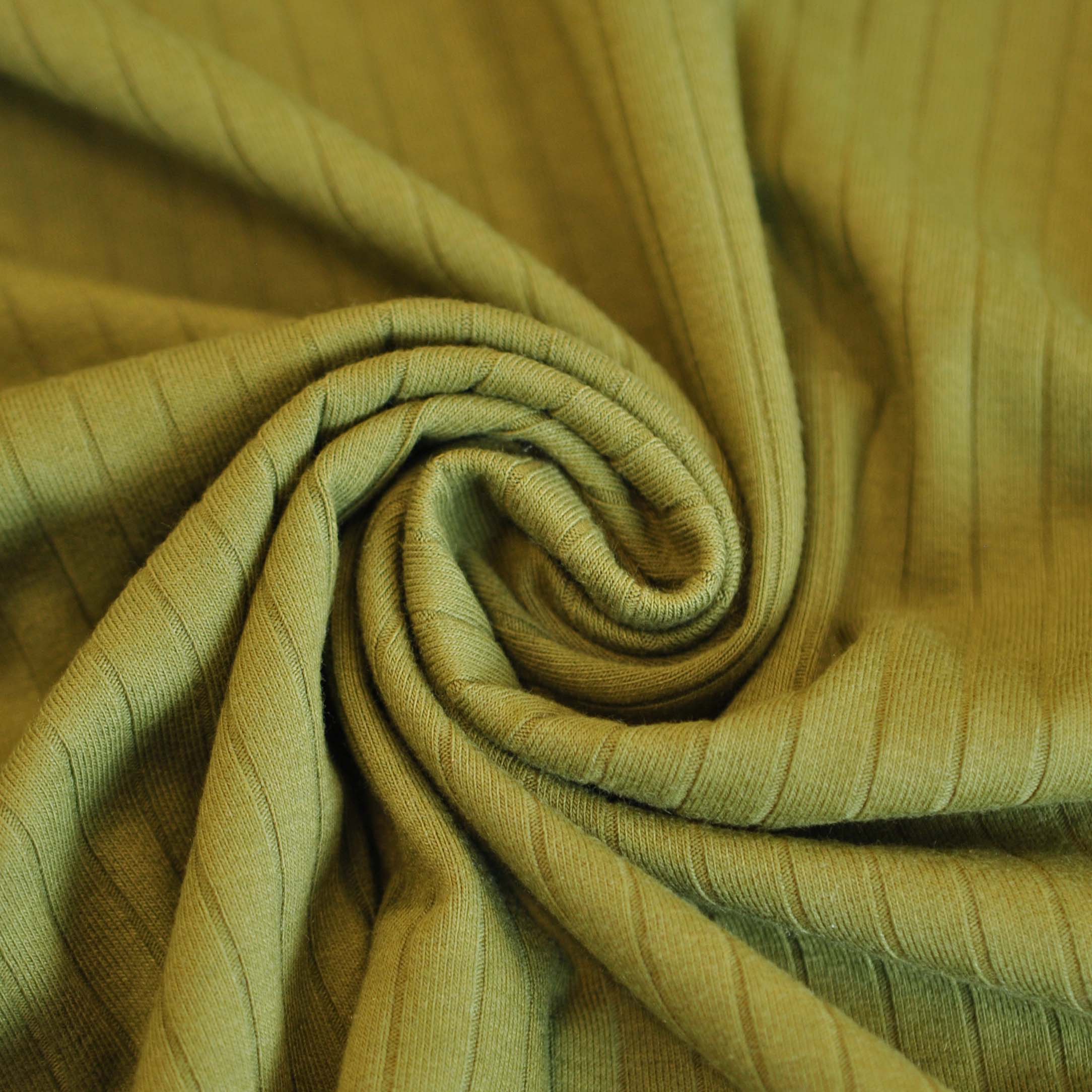 Cotton Blend Ribbed Knit in Moss - Image 3