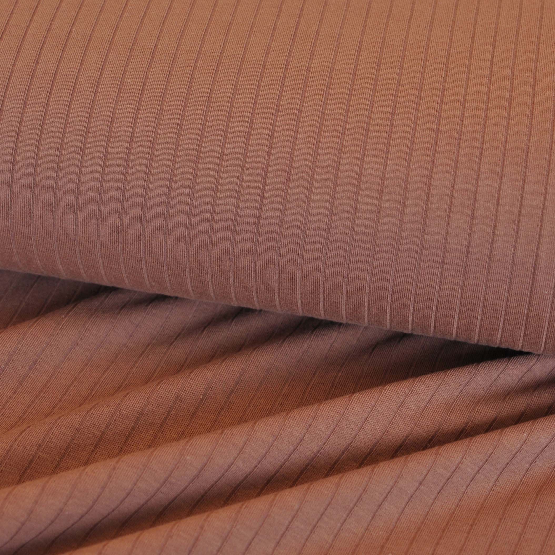 Cotton Blend Ribbed Knit in Pecan - Image 2