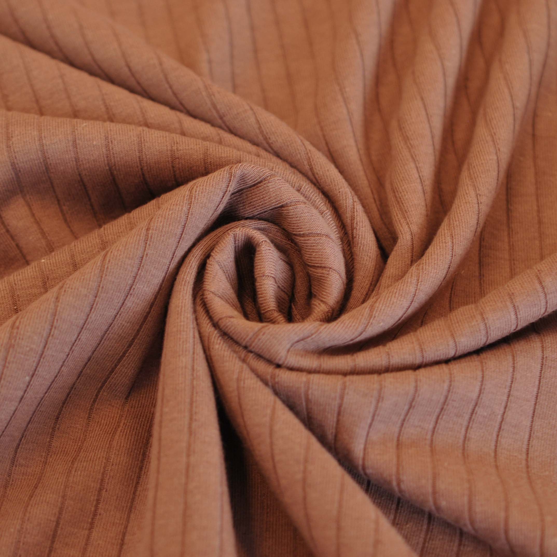 Cotton Blend Ribbed Knit in Pecan - Image 3