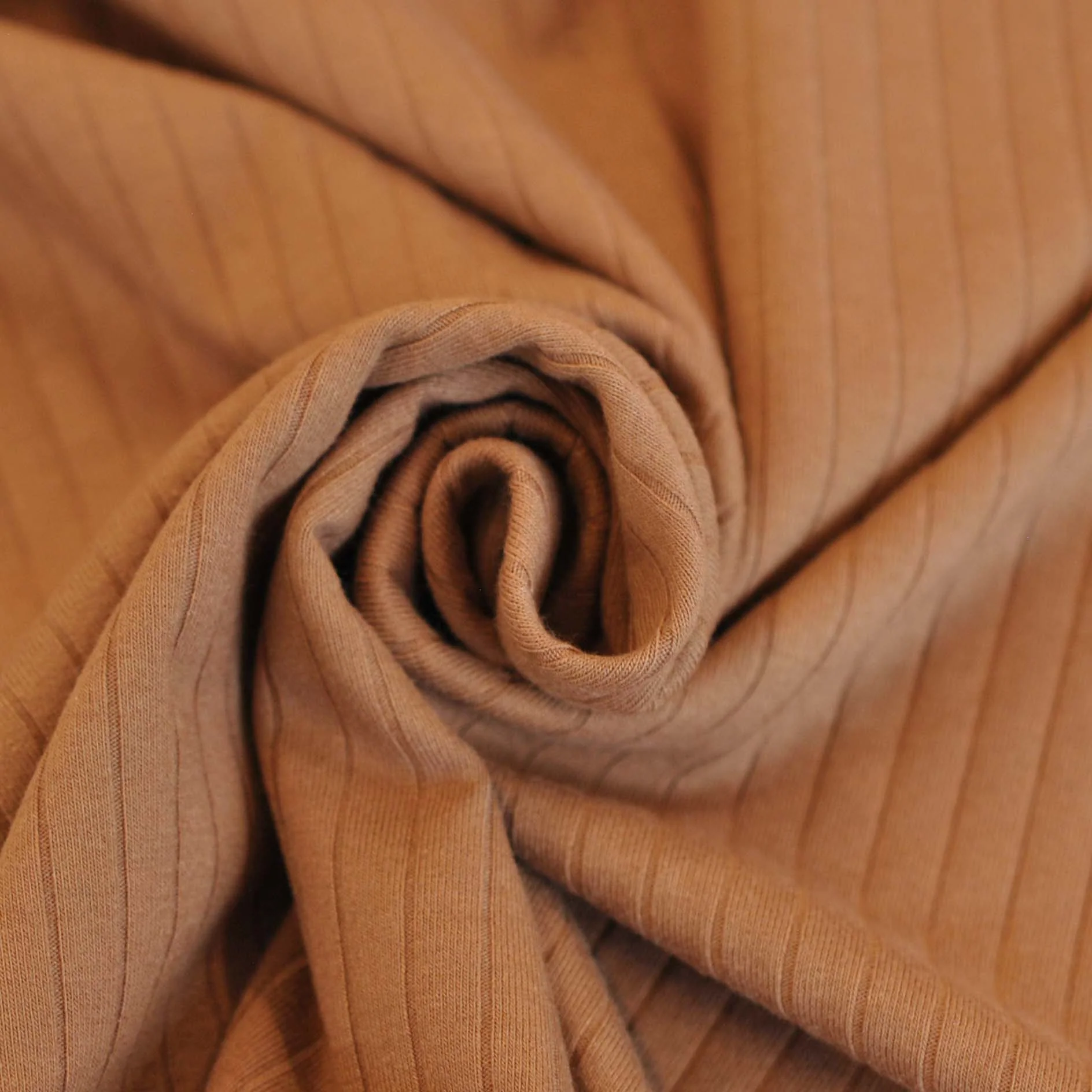 Cotton Blend Ribbed Knit in Praline - Image 3