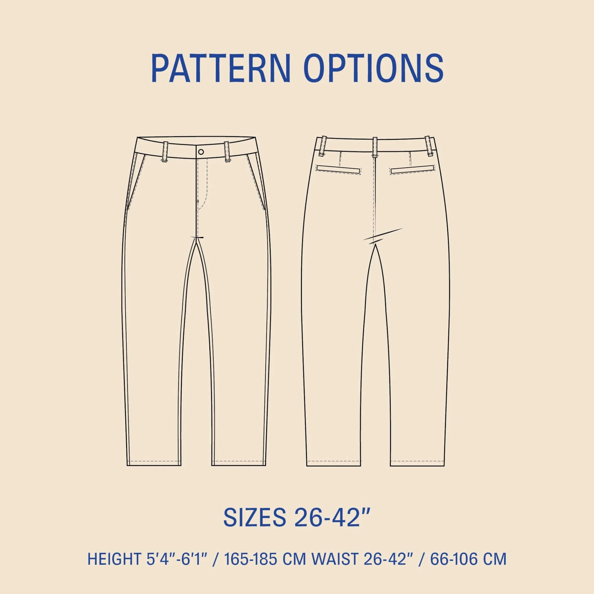 Wardrobe By Me Men's Chino Pants - Waist Size 26-42 - PDF Pattern - Image 2