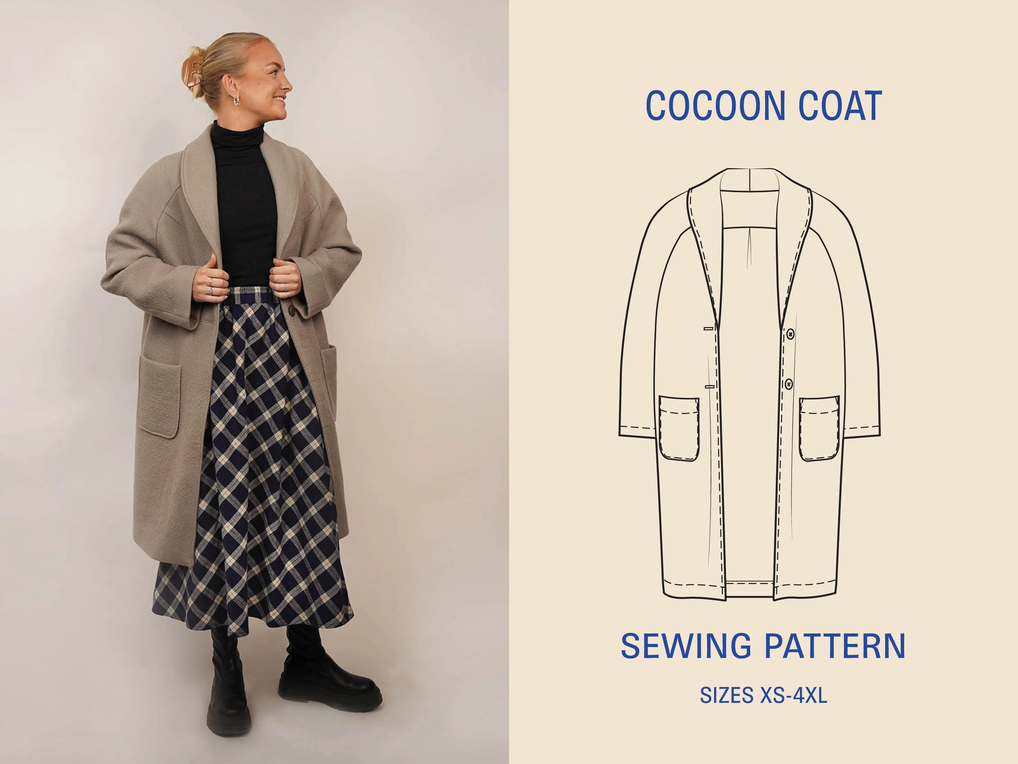 Wardrobe By Me Cocoon Coat - XS-4XL - PDF Pattern - Image 12