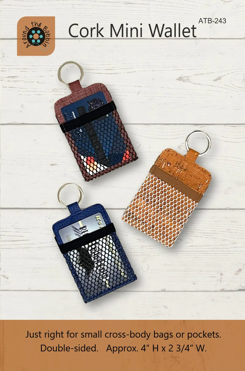 Around the Bobbin Cork Mini Wallet Pattern - Image 4