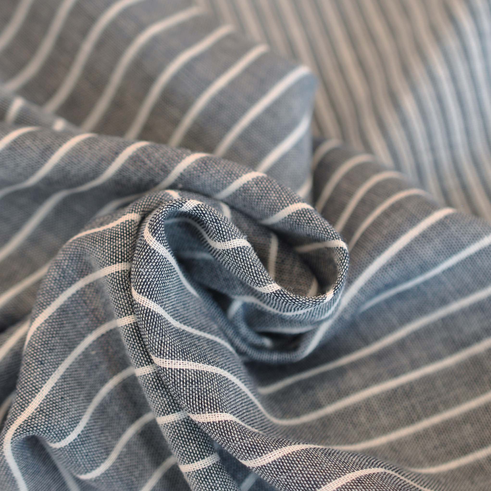 Double Gauze Cotton Double Face Stripes in Black - Image 3