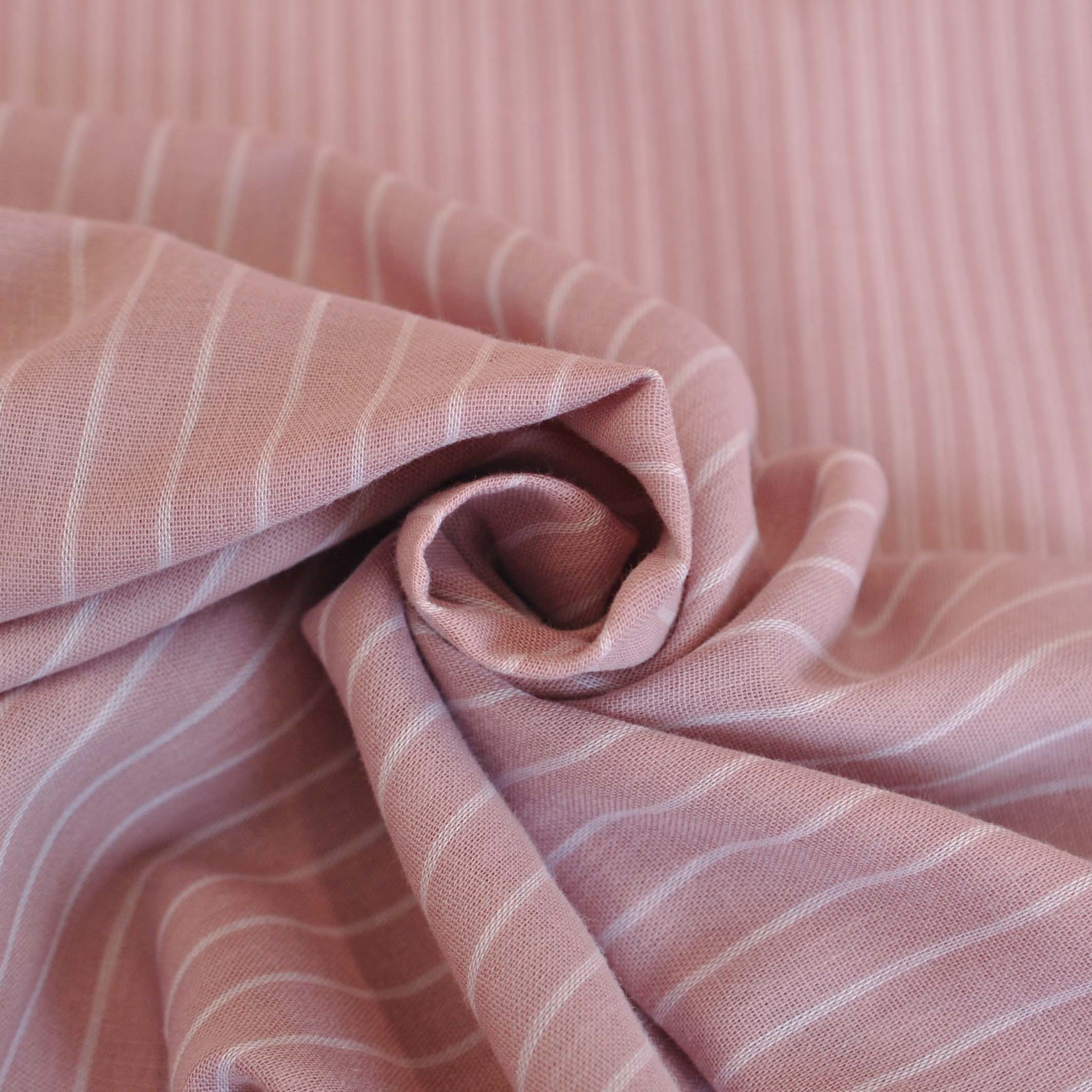 Double Gauze Cotton Double Face Stripes in Pink - Image 3