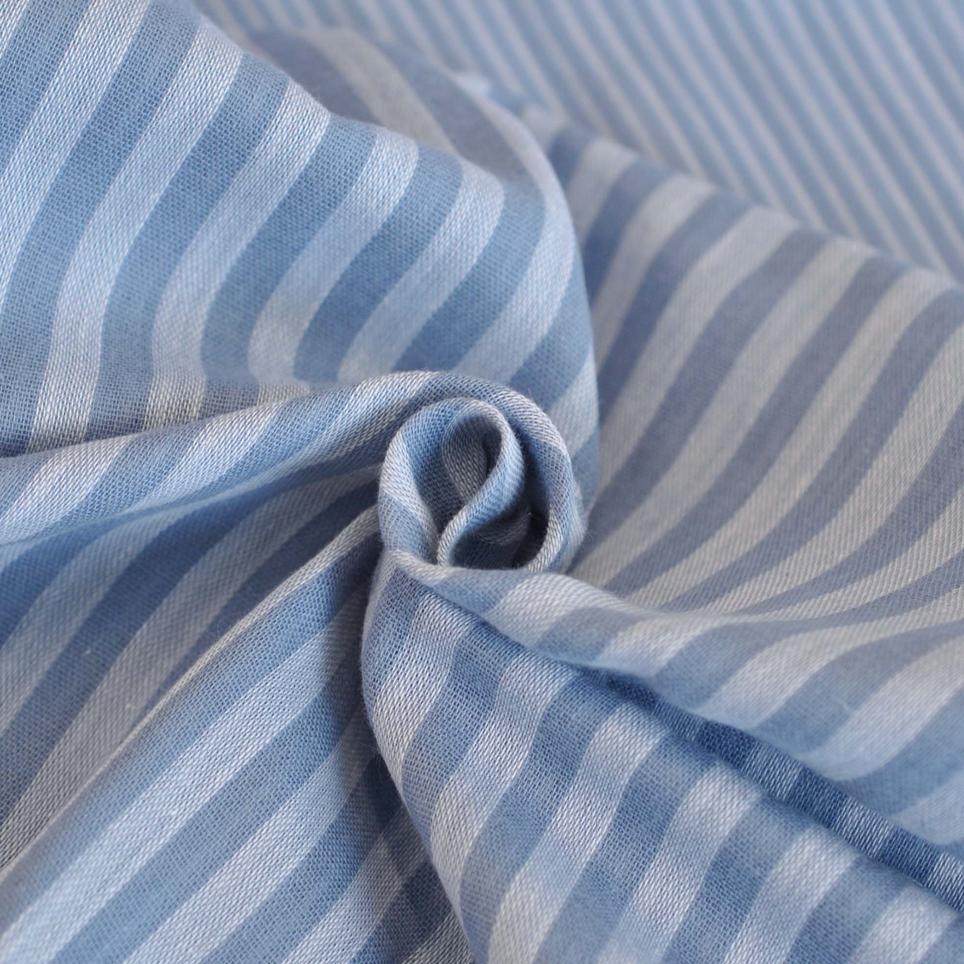 Double Gauze Cotton Double Face Yarn Dyed Stripes in Blue - Image 3