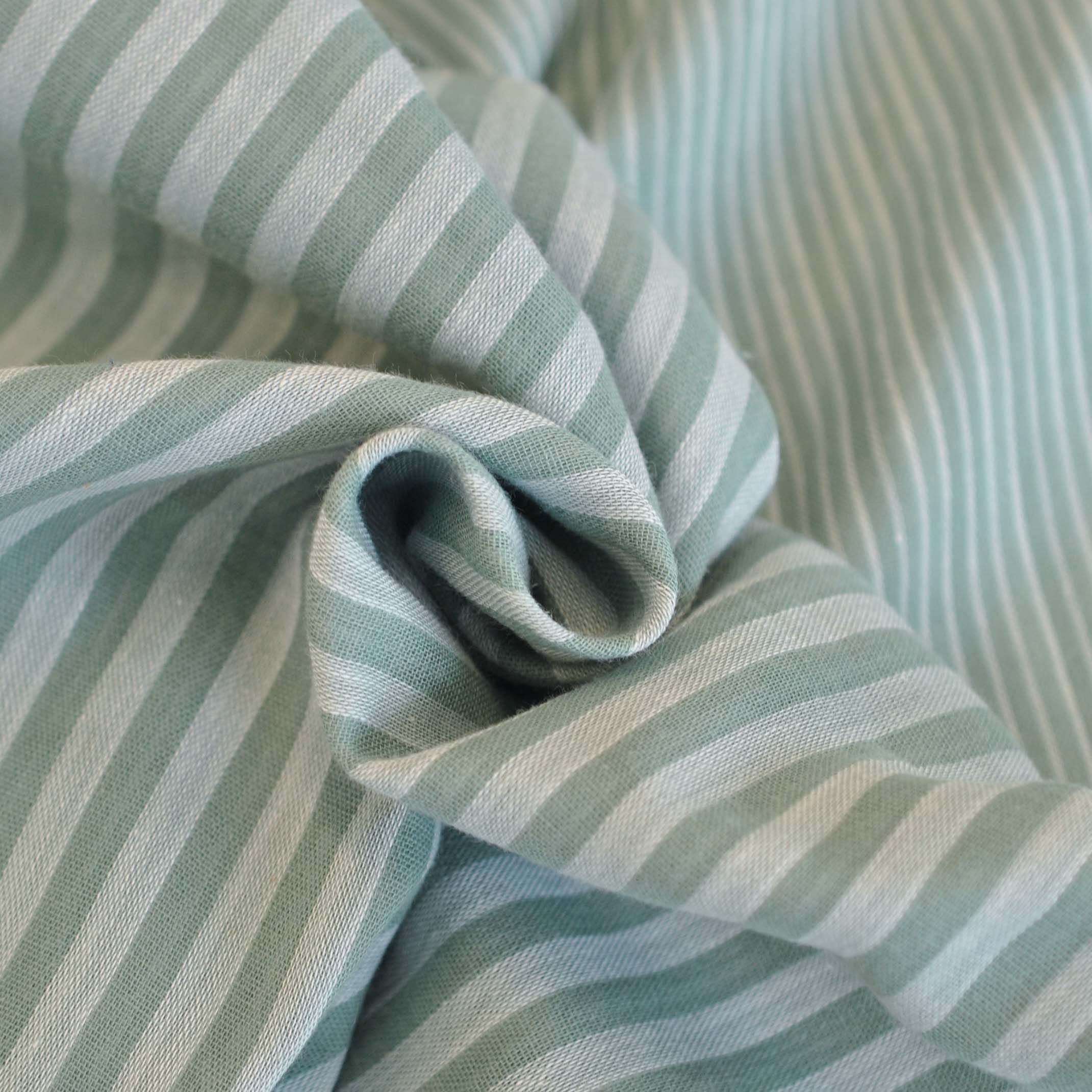 Double Gauze Cotton Double Face Yarn Dyed Stripes in Green - Image 3