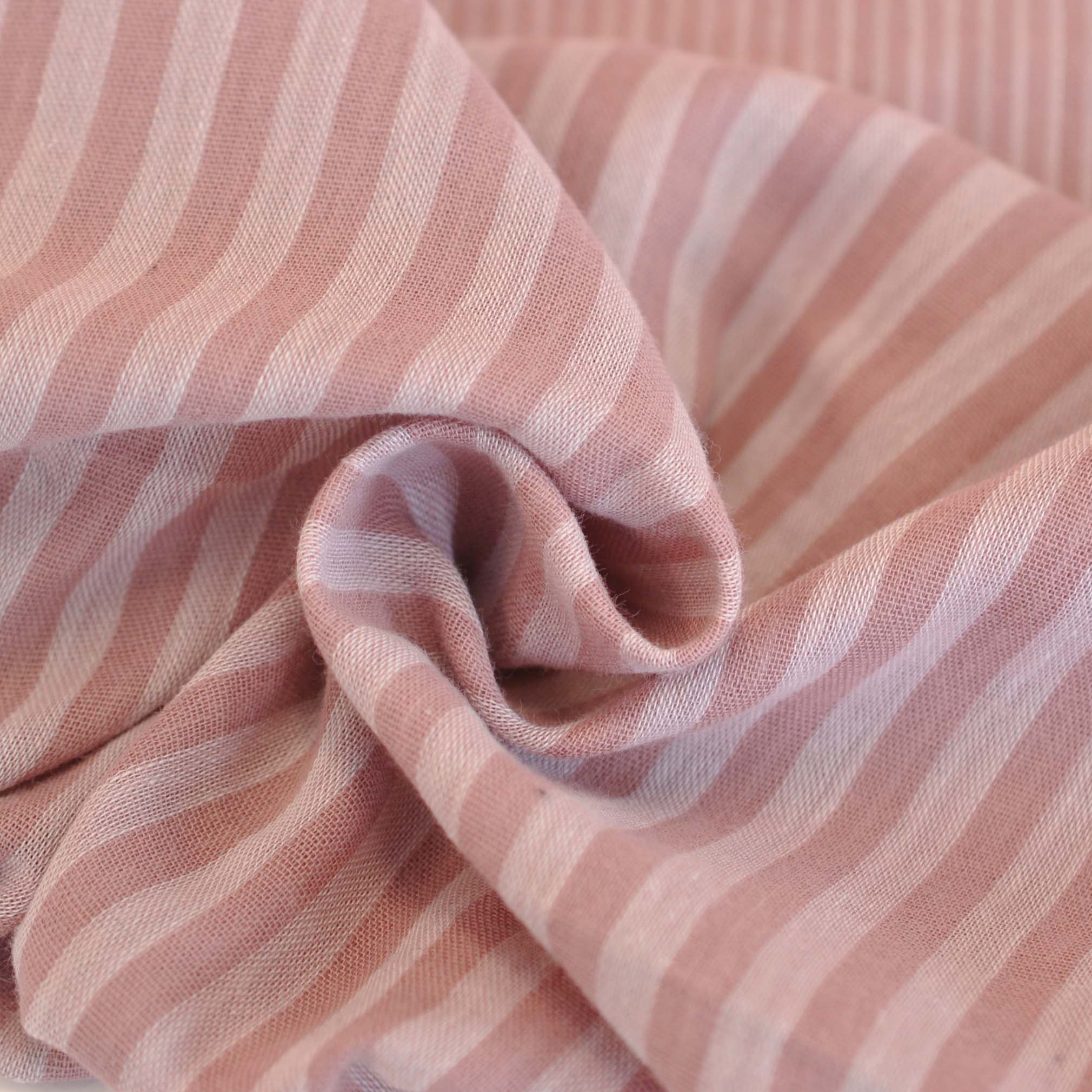 Double Gauze Cotton Double Face Yarn Dyed Stripes in Pink - Image 3