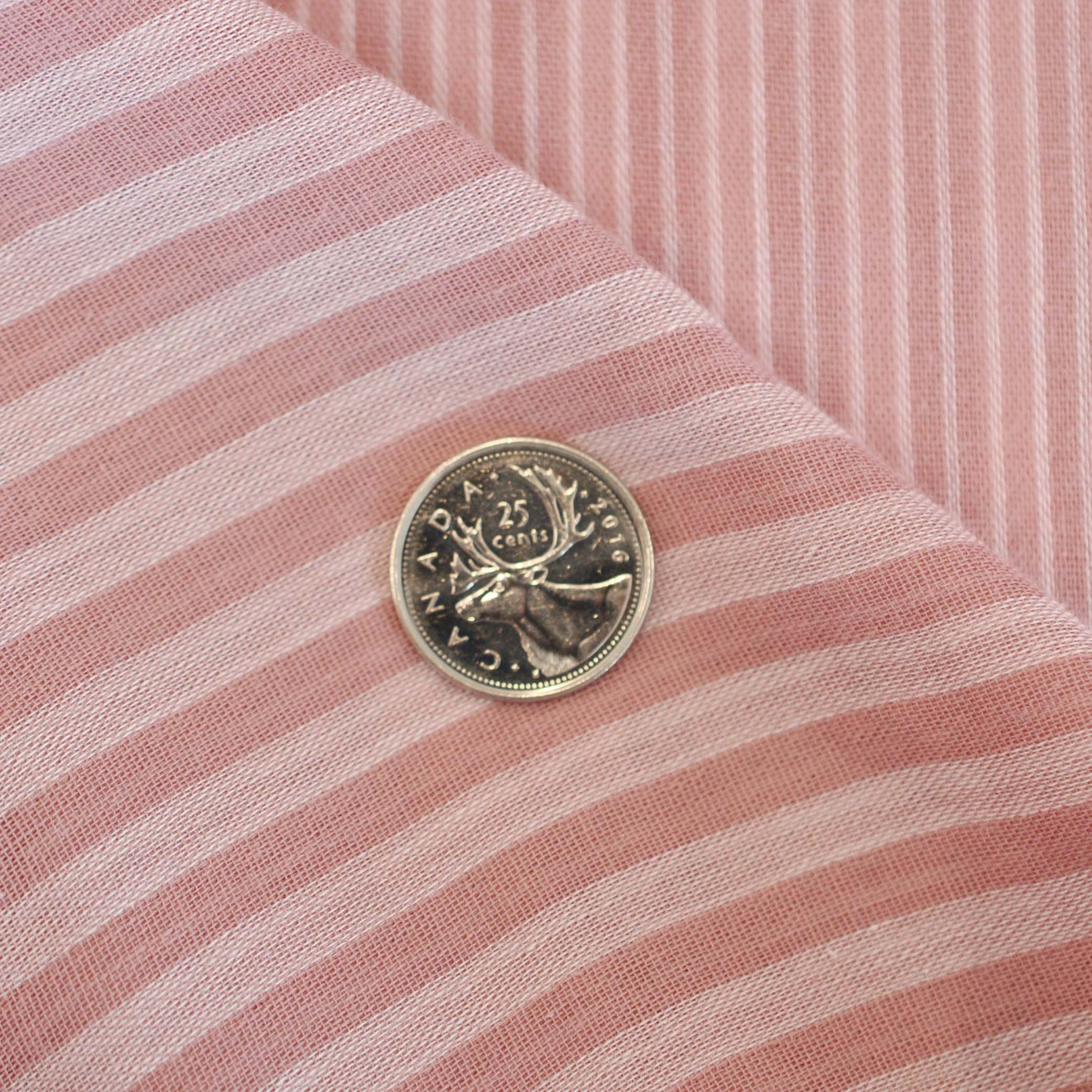 Double Gauze Cotton Double Face Yarn Dyed Stripes in Pink - Image 4