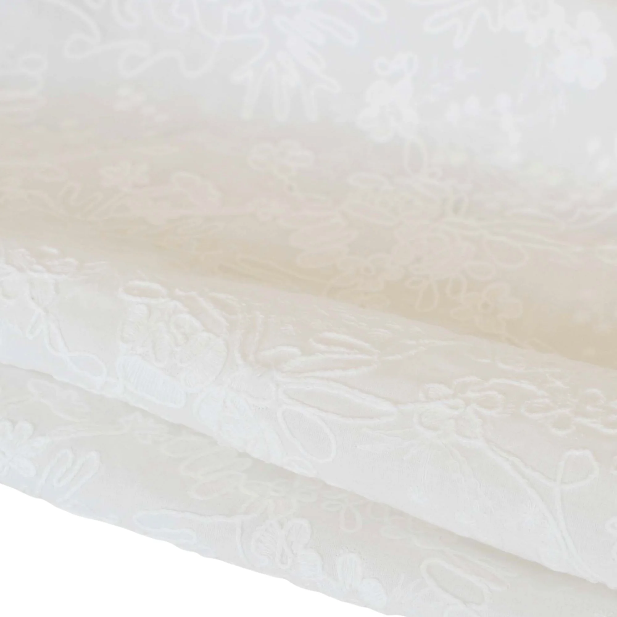 Cotton Freesia Embroidery in White