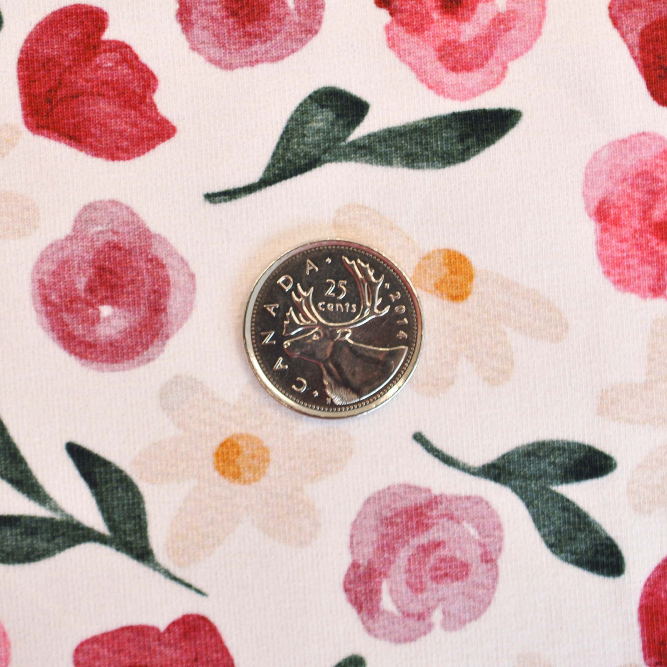 Cotton Jersey Fleurs by Lausemia in White with Red Roses - Image 4