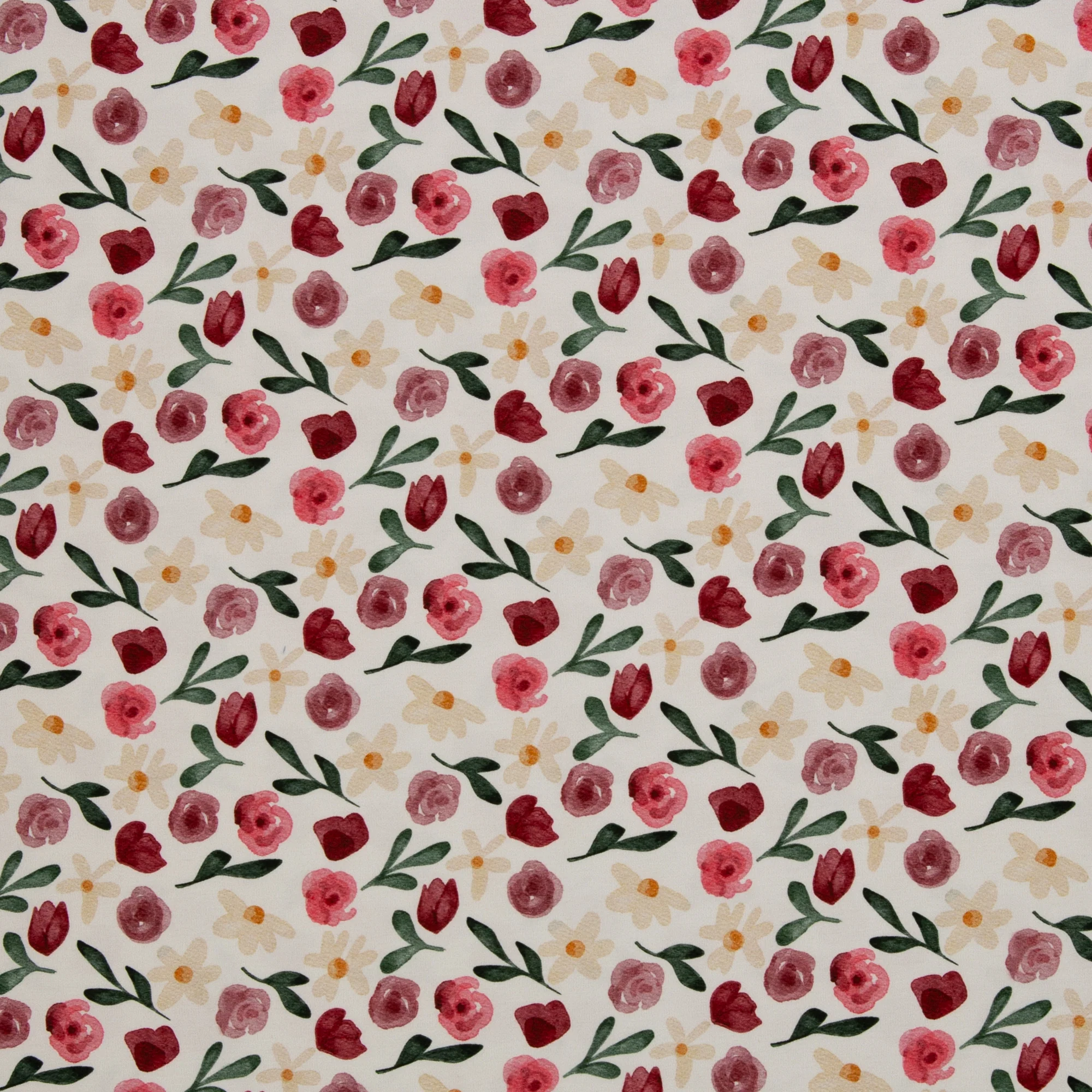 Cotton Jersey Fleurs by Lausemia in White with Red Roses - Image 5