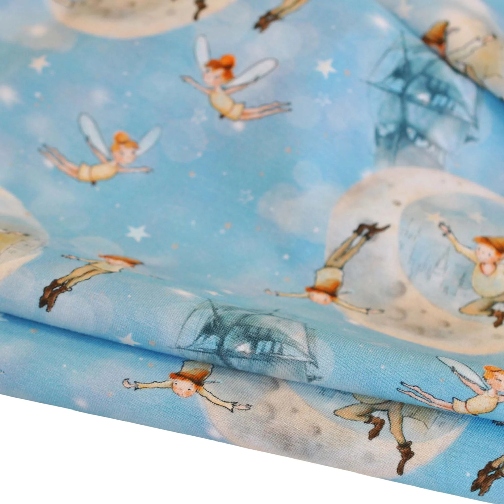 Cotton Jersey Magical Night Flight in Light Blue